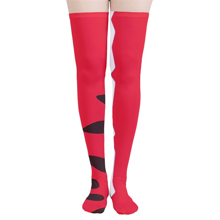 Watermelon Black Green Melon Red Thigh High Stockings