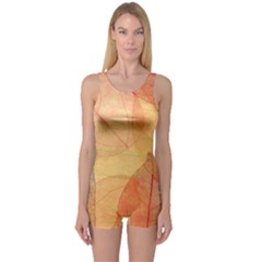 Leaves Patterns Colorful Leaf Pattern One Piece Boyleg Swimsuit by Cemarart