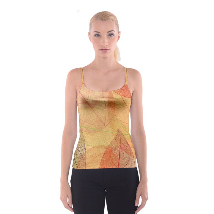 Leaves Patterns Colorful Leaf Pattern Spaghetti Strap Top