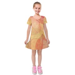 Leaves Patterns Colorful Leaf Pattern Kids  Short Sleeve Velvet Dress