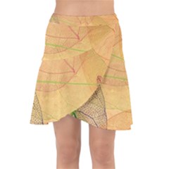 Leaves Patterns Colorful Leaf Pattern Wrap Front Skirt by Cemarart