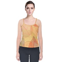 Leaves Patterns Colorful Leaf Pattern Velvet Spaghetti Strap Top by Cemarart