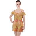 Leaves Patterns Colorful Leaf Pattern Ruffle Cut Out Chiffon Playsuit View1