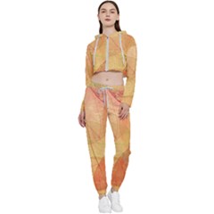 Leaves Patterns Colorful Leaf Pattern Cropped Zip Up Lounge Set