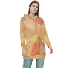 Leaves Patterns Colorful Leaf Pattern Women s Long Oversized Pullover Hoodie