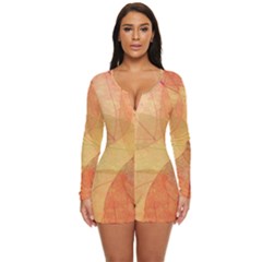 Leaves Patterns Colorful Leaf Pattern Long Sleeve Boyleg Swimsuit by Cemarart