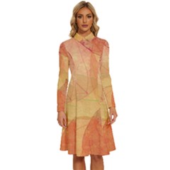 Leaves Patterns Colorful Leaf Pattern Long Sleeve Shirt Collar A-line Dress by Cemarart