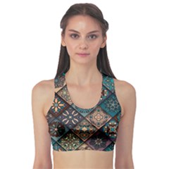 Flower Texture Background Colorful Pattern Fitness Sports Bra by Cemarart