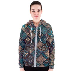 Flower Texture Background Colorful Pattern Women s Zipper Hoodie