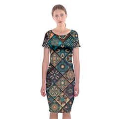 Flower Texture Background Colorful Pattern Classic Short Sleeve Midi Dress by Cemarart