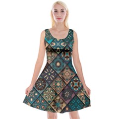 Flower Texture Background Colorful Pattern Reversible Velvet Sleeveless Dress