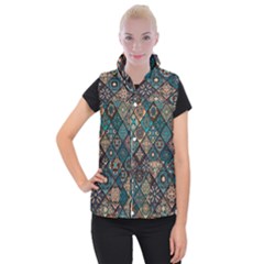 Flower Texture Background Colorful Pattern Women s Button Up Vest