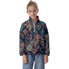 Flower Texture Background Colorful Pattern Kids  Half Zip Hoodie