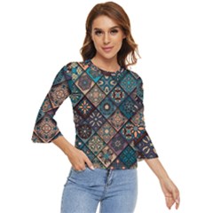 Flower Texture Background Colorful Pattern Bell Sleeve Top