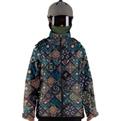 Flower Texture Background Colorful Pattern Men s Zip Ski And Snowboard Waterproof Breathable Jacket