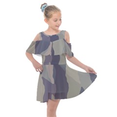 Maximal Camo Print Design Kids  Shoulder Cutout Chiffon Dress