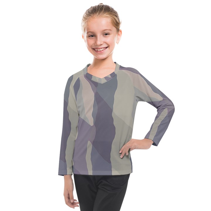 Maximal Camo Print Design Kids  Long Mesh T-Shirt