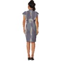 Maximal Camo Print Design Vintage Frill Sleeve V-Neck Bodycon Dress View4