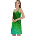 3d Leaves Texture Sheet Blue Green Mini Camis Dress With Pockets View2