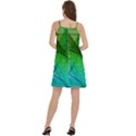 3d Leaves Texture Sheet Blue Green Mini Camis Dress With Pockets View4