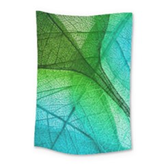 3d Leaves Texture Sheet Blue Green Small Tapestry