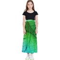 3d Leaves Texture Sheet Blue Green Kids  Flared Maxi Skirt View1