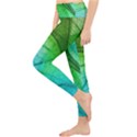 3d Leaves Texture Sheet Blue Green Lightweight Velour Classic Yoga Leggings View3