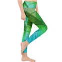 3d Leaves Texture Sheet Blue Green Lightweight Velour Classic Yoga Leggings View4