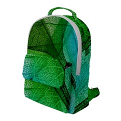 3d Leaves Texture Sheet Blue Green Flap Pocket Backpack (large) by Cemarart