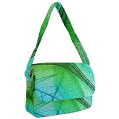 3d Leaves Texture Sheet Blue Green Courier Bag by Cemarart