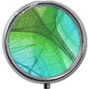 3d Leaves Texture Sheet Blue Green Mini Round Pill Box View1