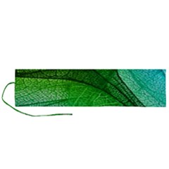 3d Leaves Texture Sheet Blue Green Roll Up Canvas Pencil Holder (l) by Cemarart