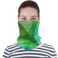 3d Leaves Texture Sheet Blue Green Face Seamless Bandana (adult) by Cemarart