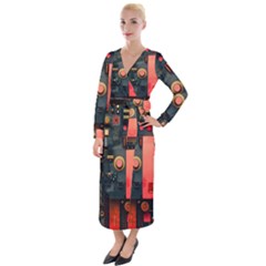 Tech Technology Pattern Velvet Maxi Wrap Dress by Salmanaz77