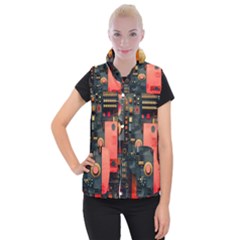 Tech Technology Pattern Women s Button Up Vest by Salmanaz77