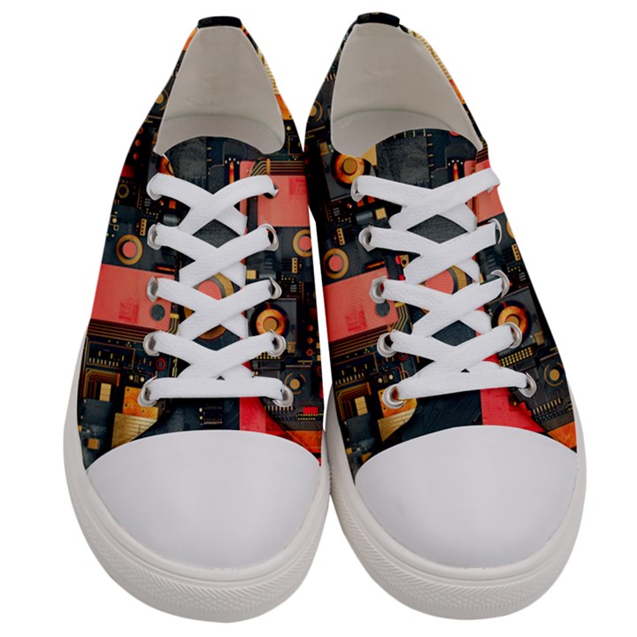 Tech Technology Pattern Women s Low Top Canvas Sneakers