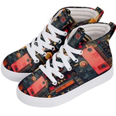 Tech Technology Pattern Kids  Hi-top Skate Sneakers by Salmanaz77