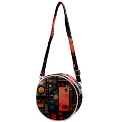 Tech Technology Pattern Crossbody Circle Bag by Salmanaz77