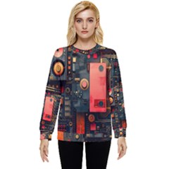 Tech Technology Pattern Hidden Pocket Sweatshirt