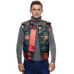 Tech Technology Pattern Men s Button Up Puffer Vest	