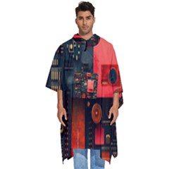 Tech Technology Pattern Men s Hooded Rain Ponchos by Salmanaz77