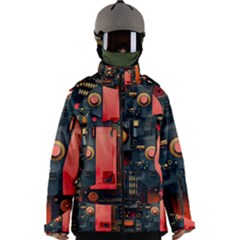 Tech Technology Pattern Men s Zip Ski And Snowboard Waterproof Breathable Jacket