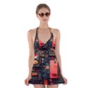 Tech Technology Pattern Halter Dress Swimsuit  View1