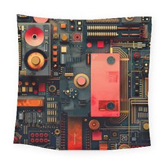 Tech Technology Pattern Square Tapestry (large)