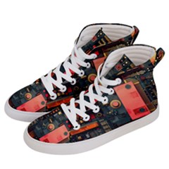 Tech Technology Pattern Women s Hi-top Skate Sneakers by Salmanaz77