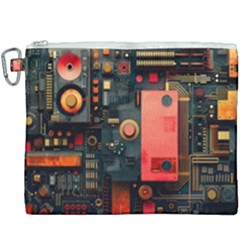 Tech Technology Pattern Canvas Cosmetic Bag (xxxl) by Salmanaz77