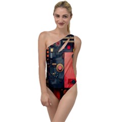 Tech Technology Pattern To One Side Swimsuit by Salmanaz77