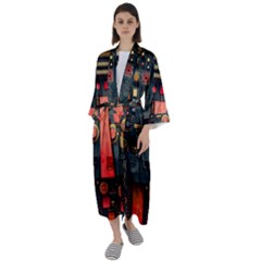 Tech Technology Pattern Maxi Satin Kimono by Salmanaz77