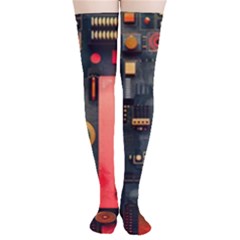 Tech Technology Pattern Thigh High Stockings by Salmanaz77