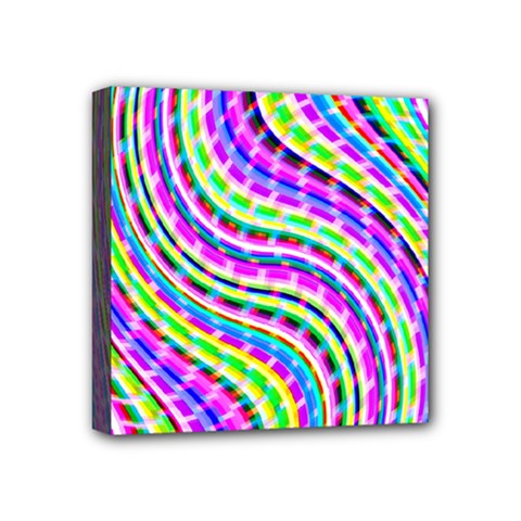 Neon Trippy Swirls Twirls Design Mini Canvas 4  X 4  (stretched) by Salmanaz77